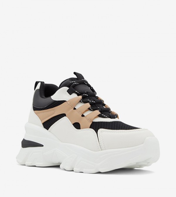 JENNAA Color Block Lace-Up Chunky Sneakers