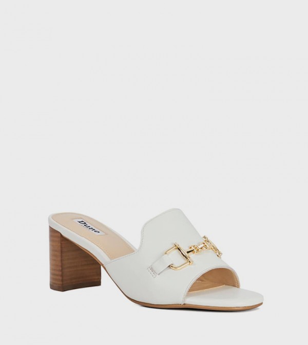 JOHANNE Metal Accent Bock Heel Sandals