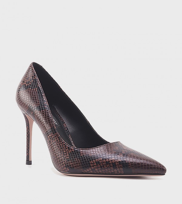 JULIANA Snakeskin Print Pointed Toe Pumps