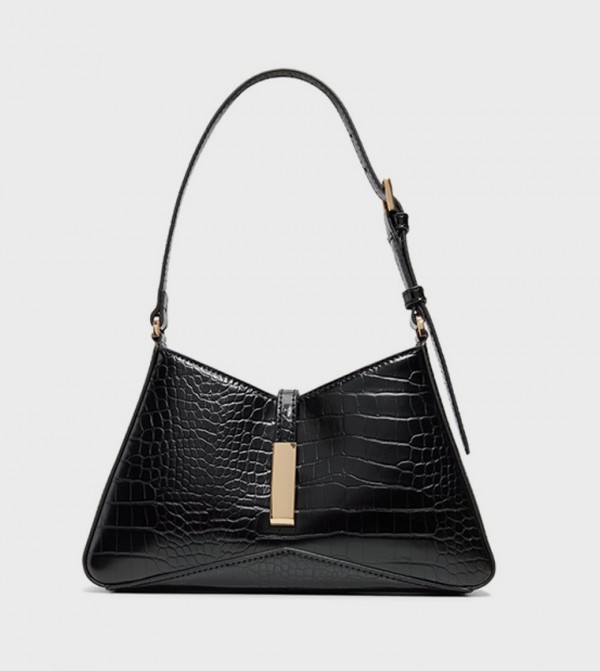 JULIETTA Croc Textured Zippered Shoulder Bag