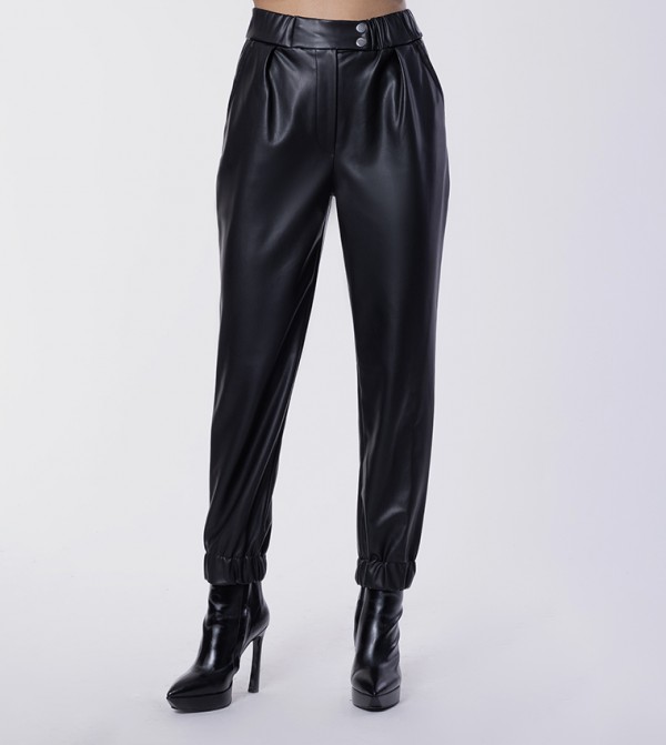 Pleated Leather Pants