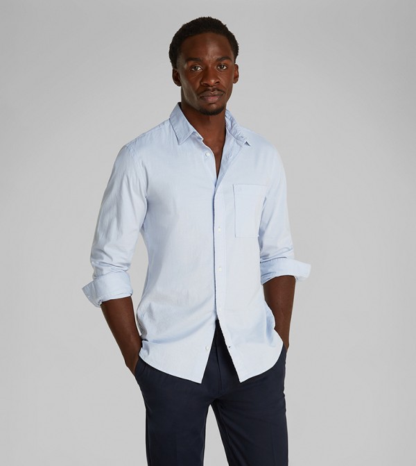 Logo Detail Long Sleeves Chambray Shirt
