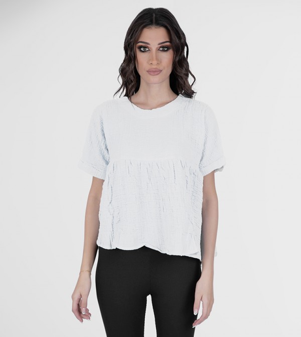Crinkled Short Sleeves Top