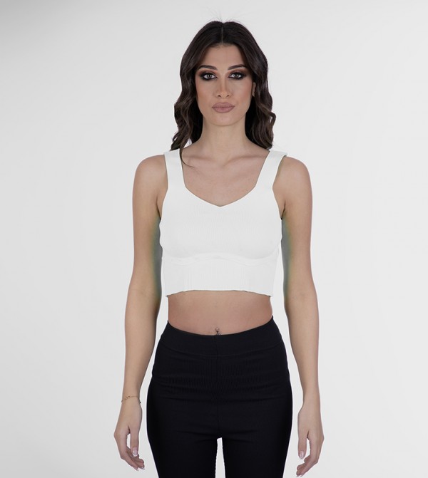 Sleeveless Knitted Crop Top