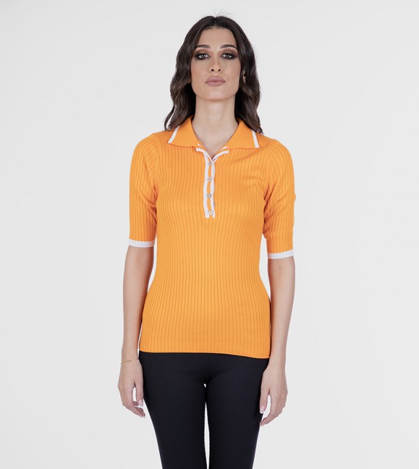 Ribbed Slim Fit Polo T-Shirt