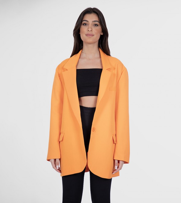 Solid long sleeves Oversized Blazer