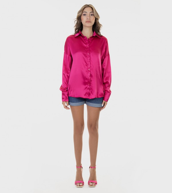Solid Long Sleeves Satin Shirt