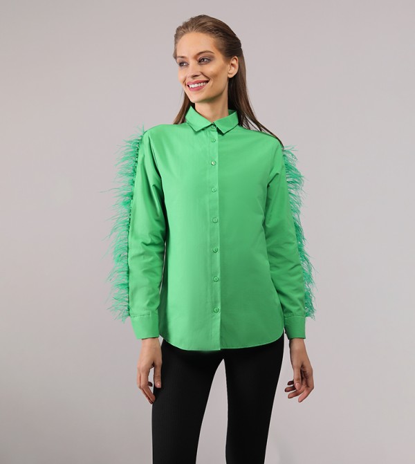 Feather Trim Slim Fit Shirt