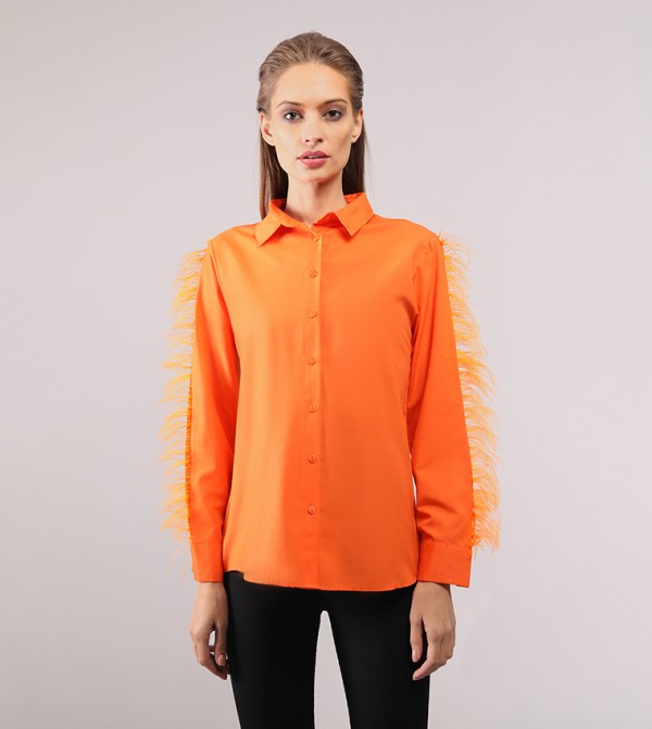 Feather Trim Slim Fit Shirt