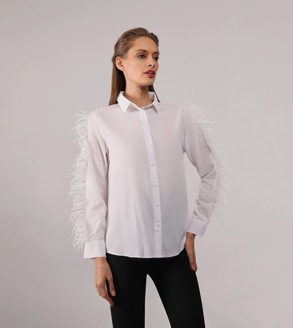 Feather Trim Slim Fit Shirt