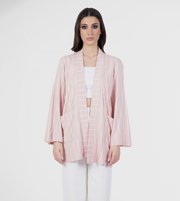 Striped Long Sleeves Kimono