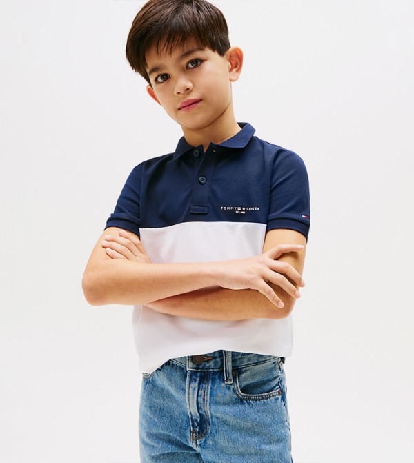 Color Block Short Sleeves Polo T-Shirt