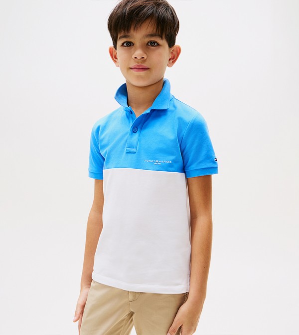 Color Block Short Sleeves Polo T-Shirt