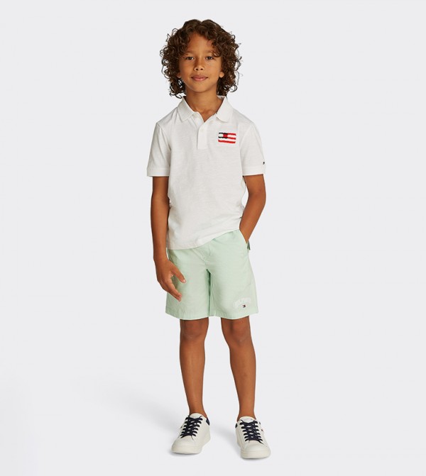 Flag Embroidered Short Sleeves Polo T-Shirt