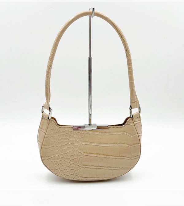 Charles & Keith Tweed Asymmetrical Shoulder Bag in Natural