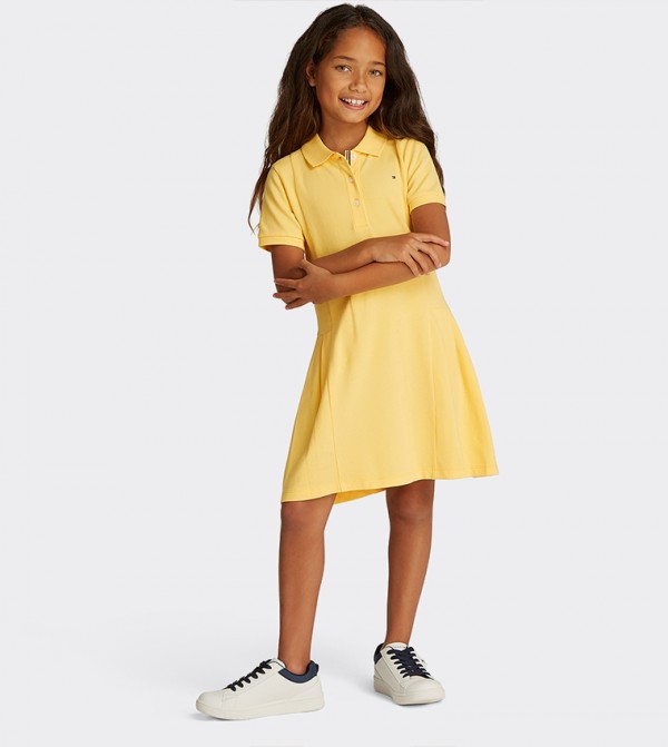 Flag Embroidered Pleated Polo Dress