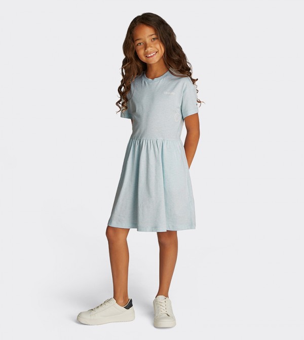 Printed Crew Neck Flared Dress