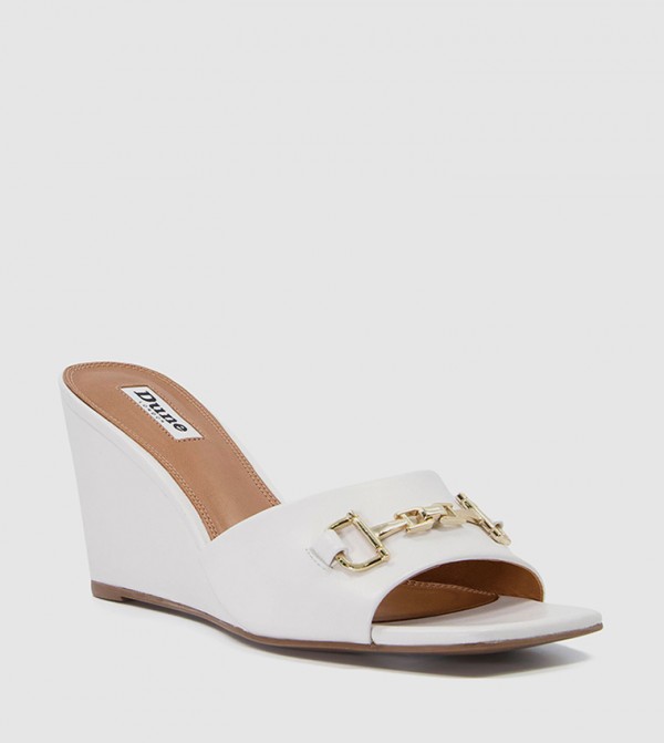 Dune white best sale wedge sandals