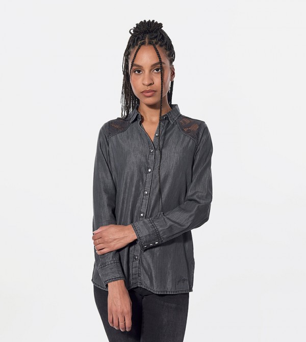 Lace Detail Back Long Sleeves Shirt