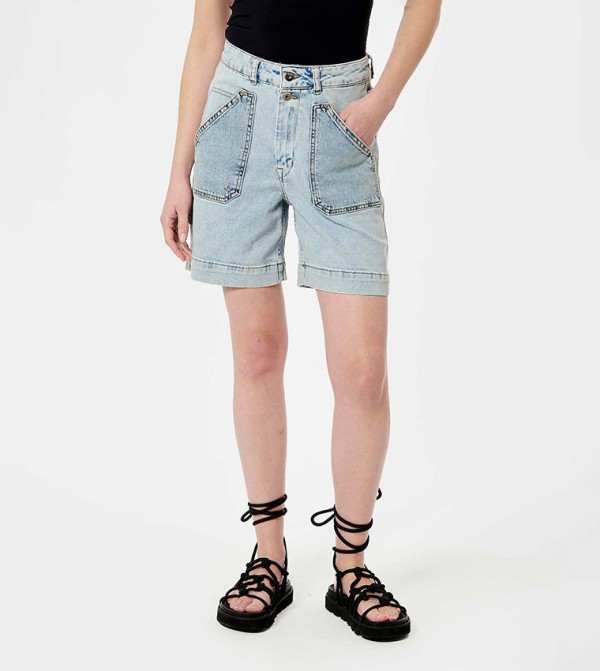 Faded Pocket Detail Denim Shorts