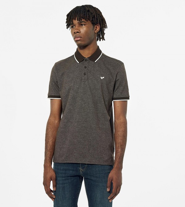 Patterned Short Sleeves Cotton Polo T-Shirt