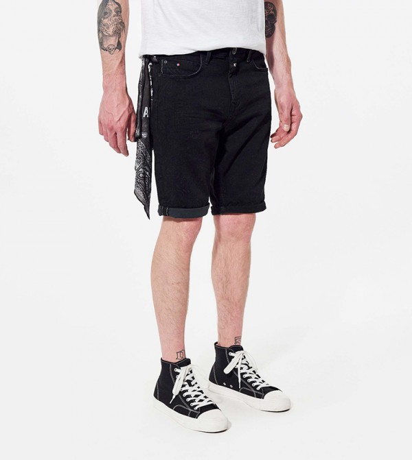 Mid-Rise Button Closure Shorts