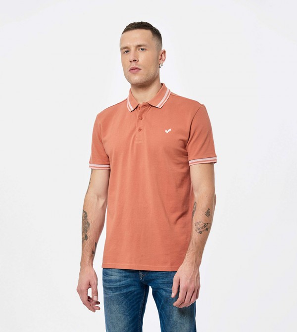 Contrast Tipping Short Sleeves Polo T-Shirt