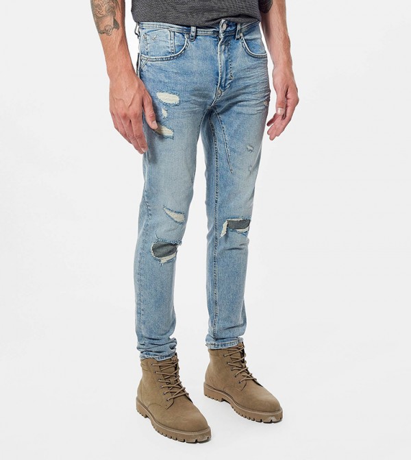 Ripped Detail Skinny Fit Jeans