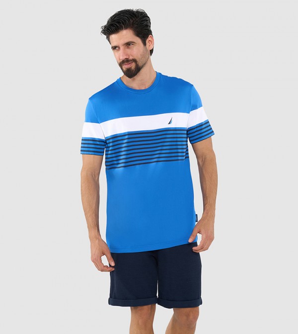 Striped Relaxed Dry-Fit Crew Neck T-Shirt