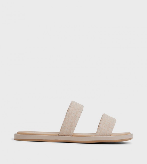 KRIOS Patterned Double Strap Flat Sandals