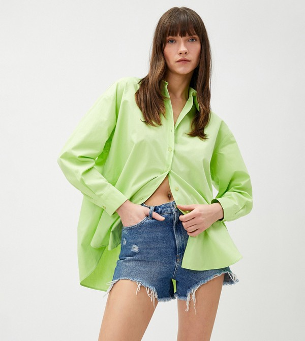 Solid Long Sleeves Oversied Shirt