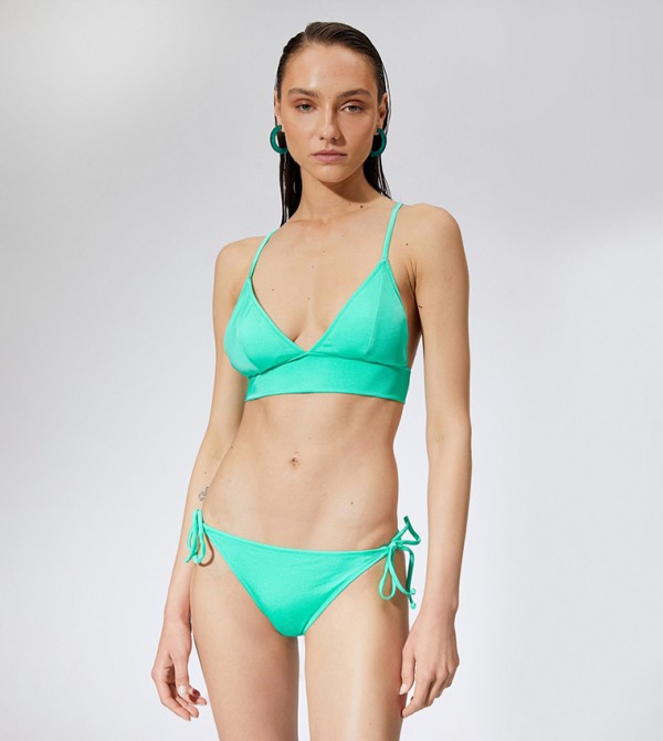 Buy Koton Solid Triangle Bikini Top In Green