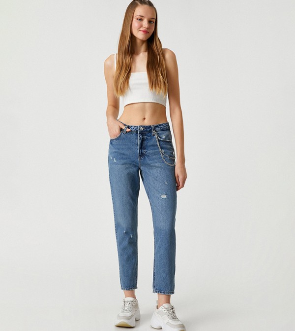 جينز مام فيت بخصر عالي