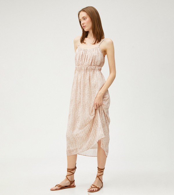 Printed Strappy Midi Dress