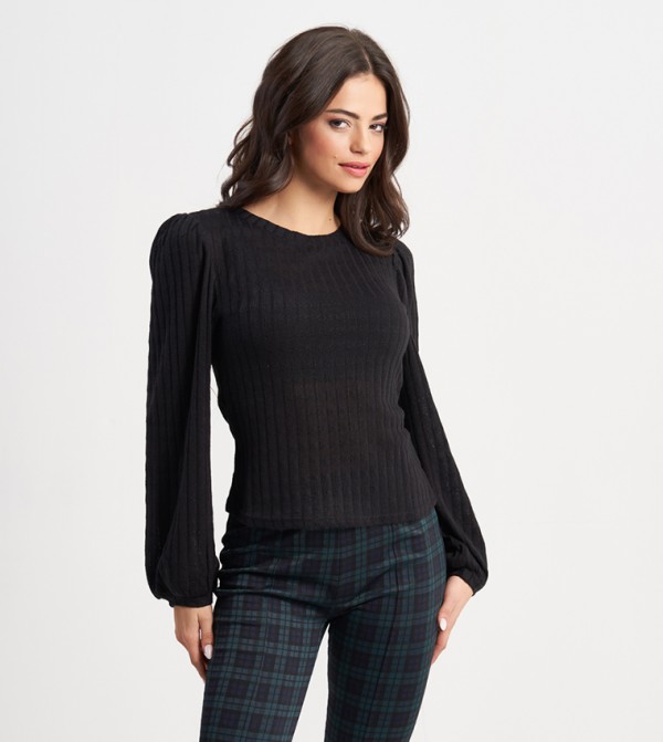 Textured Long Sleeves Top
