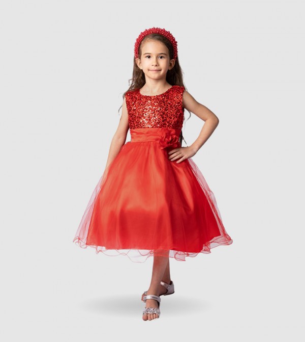 Sequined Fit and Flare Party Dress