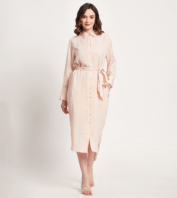 Solid Long Sleeves Shirt Dress
