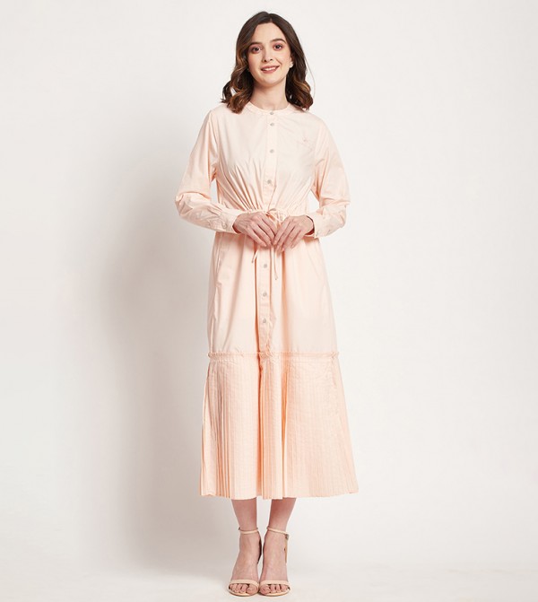 Pleated Hem Midi Dress