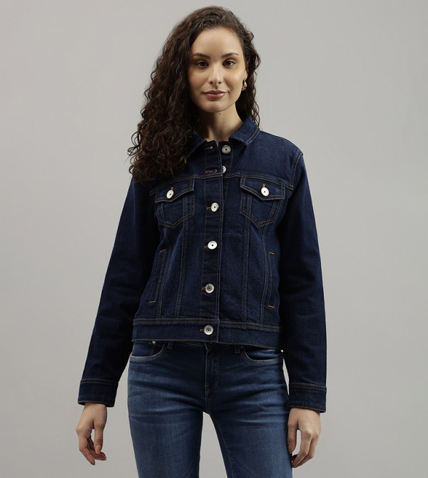 Washed Long Sleeves Denim Jacket