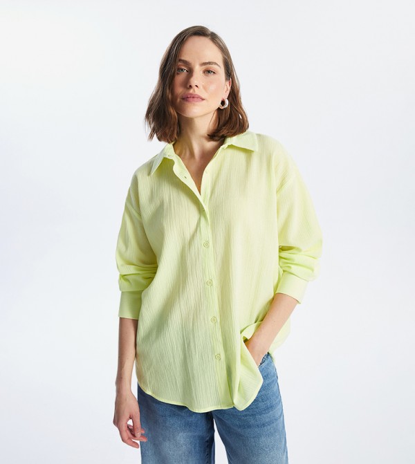 Textured Long Sleeves Tunic Shirt