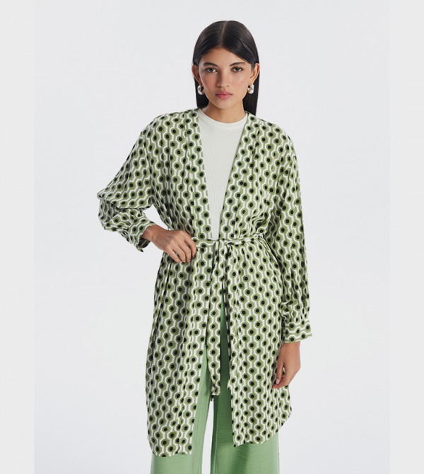 Patterned Belted Kimono