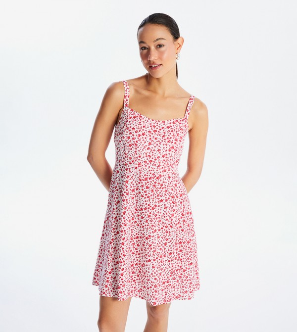 Floral Patterned Strappy Mini Dress