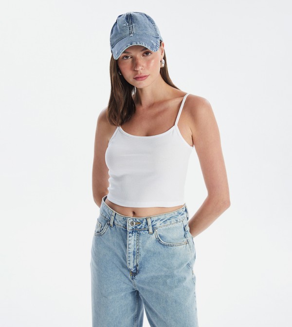 Solid Scoop Neck Crop Camisole Top