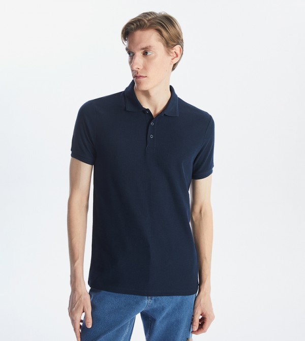 Textured Short Sleeves Polo T-Shirt