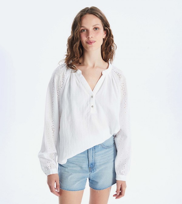 Schiffli Long Sleeves Top
