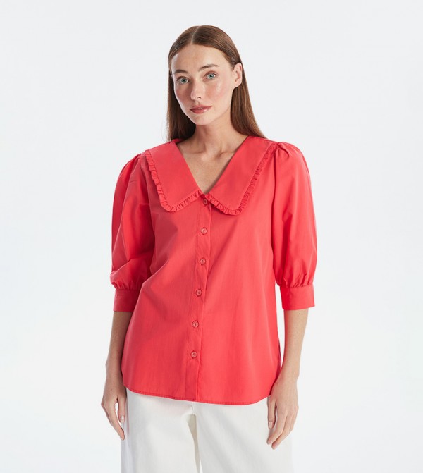 Solid Baby Collar Solid Shirt