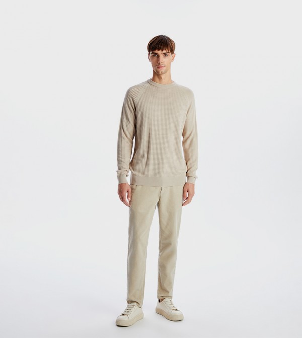 Solid Slim Fit Corduroy Pants