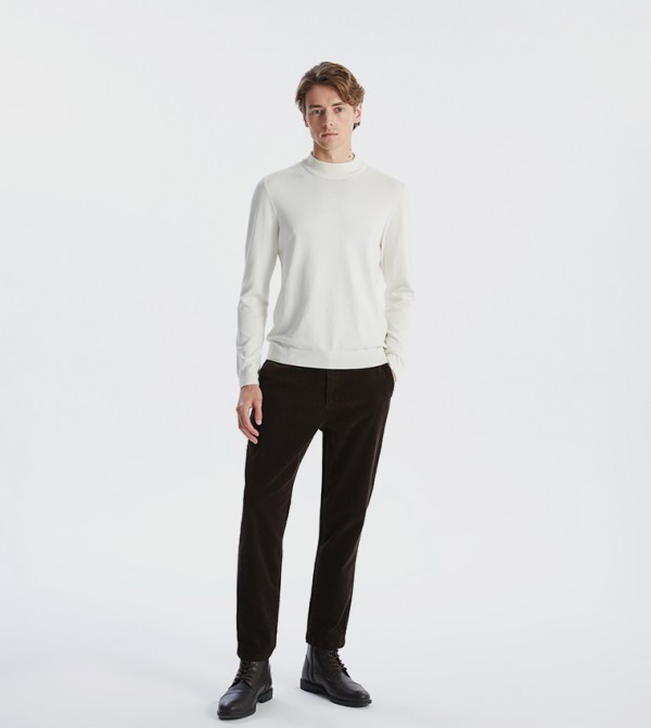 Solid Slim Fit Corduroy Pants