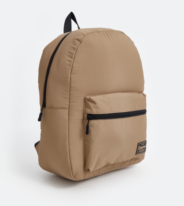 Badge Detail Zippered Backpack