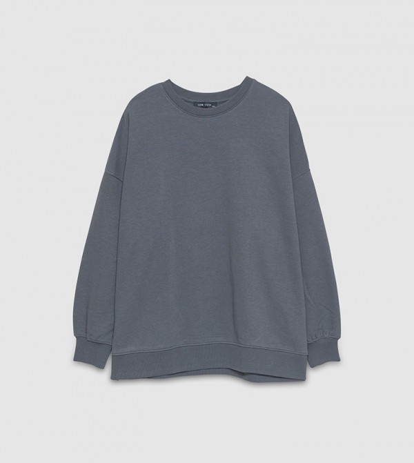 Solid Long Sleeves Oversized Sweatshirt